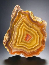 High-Grade Parallax Banded Laguna Agate | Bright Red & Yellow | Mexico | Polish