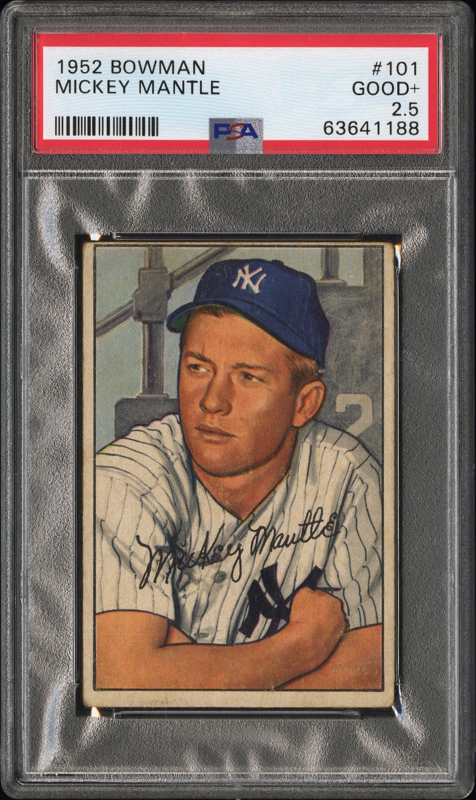 MICKEY MANTLE 1952 BOWMAN PSA 2.5 ! *NEW SLAB ! *NO CREASES ! *GORGEOUS BACK !