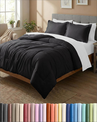 King Comforter Set - Black Bedding for All Seasons - 3 Piece Bed Set, 1 Lightwei