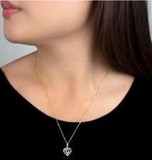 CARISSIMA Gold Womens Diamond Cut Initial Heart Pendant on Curb Chain, 46cm/18