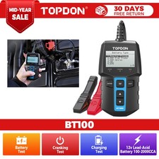 Topdon Bt100 12v Car Battery Alternator Tester Load Analyzer Agm 100-2000 Cca Topdon Bt100 12v Car Battery Alternator Tester Load Analyzer Agm 100-2000 Cca