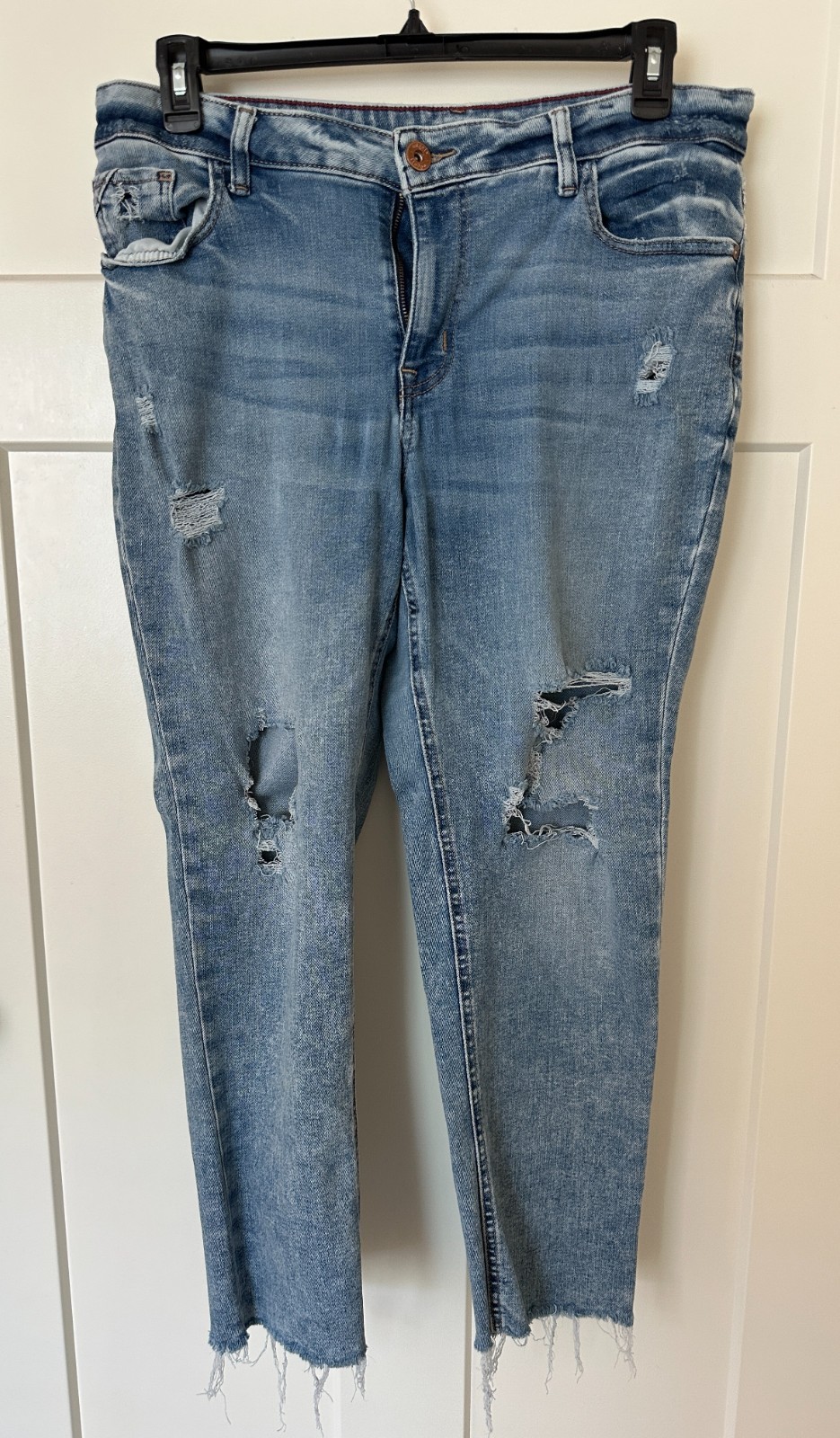 Edgely Women’s Distressed Skinny Jeans Blue High Rise 14W Frayed Hem REPREVE