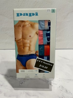 Papi Multicolor Low Rise Briefs 5 Pack Size Medium