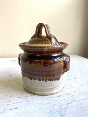 Matthew Muir Studio Pottery Lidded Crock Jar Root Beer Float on Oatmeal No Sig