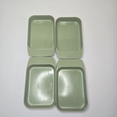 Vintage Lady Arnold 331 Melamine Snack Trays Set of 4 Avocado Lime Green MCM