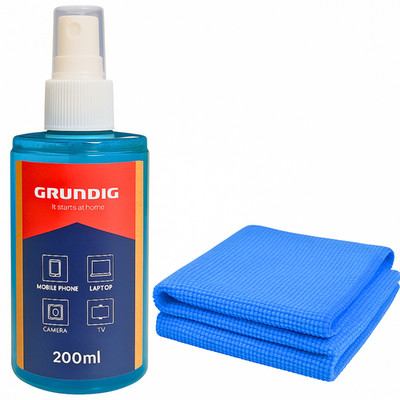 Grundig Bildschirmreiniger Set + Mikrofasertuch Screen Cleaner TV Monitor Handy