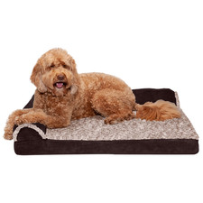 Pet Dog Bed  Deluxe Orthopedic Faux Fur  Suede L-Shaped Chaise Couch Pet Bed f