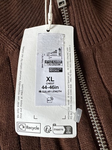 Jersey tejido con cable de mezcla de algodón para hombre Marks and Spencer talla XL regular - Imagen 7 de 10