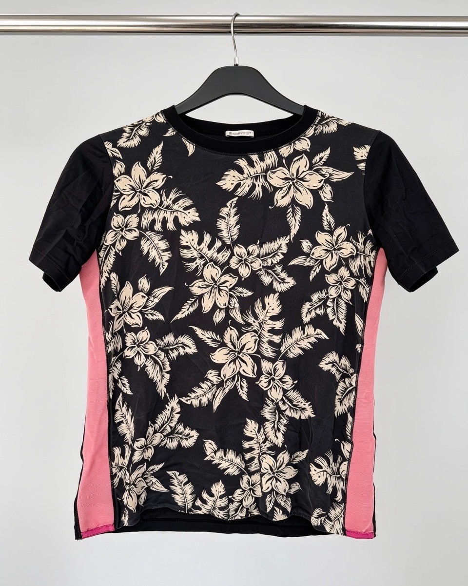 USED in Excellent Condition Moncler Floral Silk Panel T Shirt Small RRP £270 New