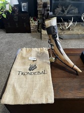 Trondebal Viking Drinking Horn 20 Oz. With Metal Stand Thor Hammer Key Chain.