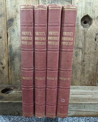 Antique Virtue s Household Physician 4 Vol Vintage Set Medical Books Illustrated