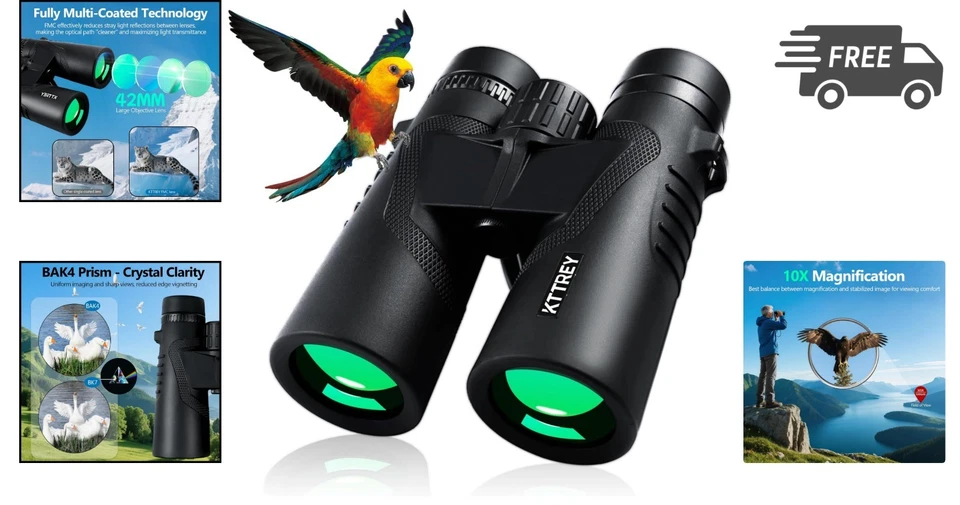 High Powered Binoculars 10x42 Waterproof Bird Watching Hunting Travel - Image 2 of 4