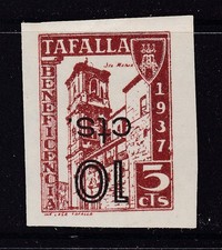 España - 1936 - Tafalla - Edifil 6si - Beneficiencia - Iglesia Santa Maria