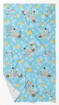 Russo-European Laika Spitz in Bathtub Bath Towel Large Oversized Plush Fitness