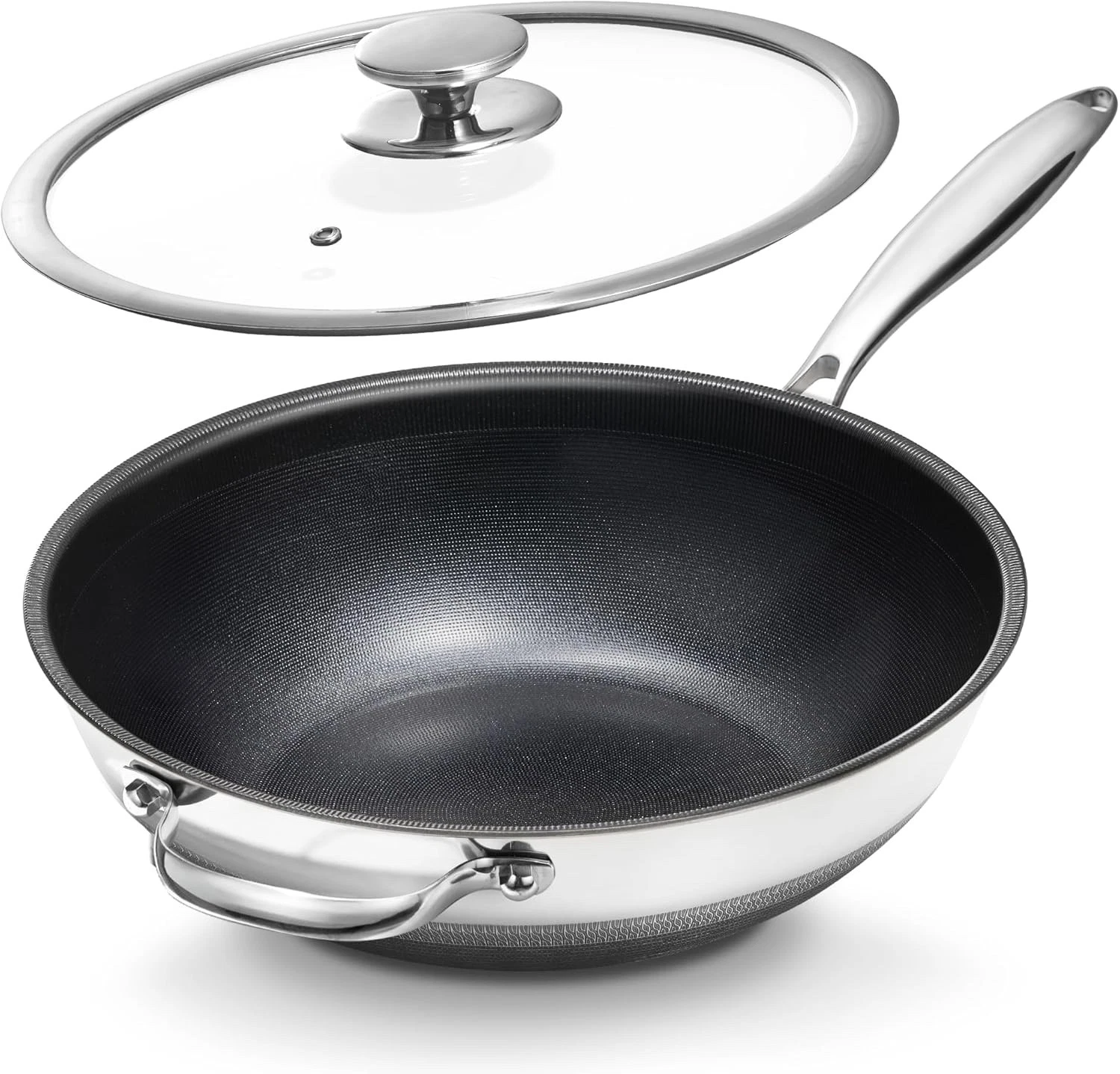 OKHUB Induction Non Stick Wok, 30 cm Titanium Ceramic Stainless Steel Wok Pan
Opens in a new window