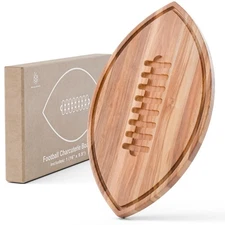 New – Football Shaped Cutting Board – Acacia Wood Charcuterie Tray – Wooden F...