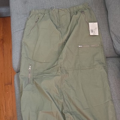 Forever 21 Women's Green Cargo Pants Solid Elastic Waist Pockets Zipper