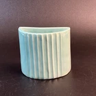 Vtg Wall Hanging Flowerpot Planter Pocket Teal Blue Ceramic MCM 4.5” Succulent