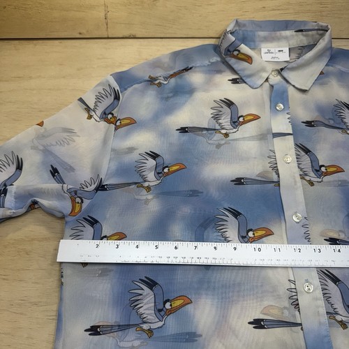 OSOS Design Disney Lion King Casual Button Up Mesh Shirt Transparent Medium - Picture 14 of 19