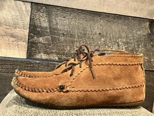 Minnetonka Lace-Up Ankle Boots Women  s 9 Brown Suede Moccasin Rubber Sole 272
