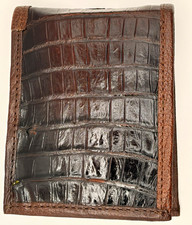 Men's Brown Genuine Crocodile Bifold Folding Wallet w/ ID Window, Credit Card