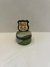 Route 66 Porcelain Hinged Trinket Box With Mini Car