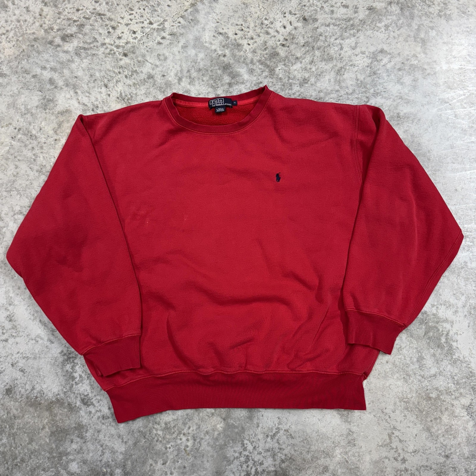 Polo Ralph Lauren Sweatshirt Mens XL Red Crewneck Fleece Pullover Pony Logo