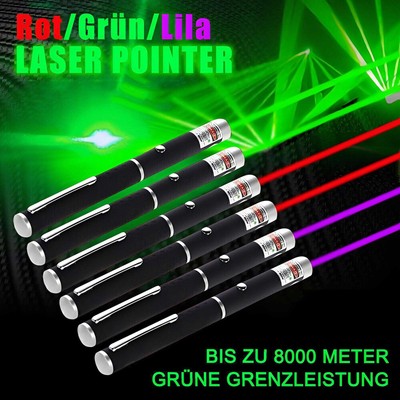 Laserpointer Grün Rot, bis 1000 M sichtbarer Punkt 1 mW Class 2 Sicher
