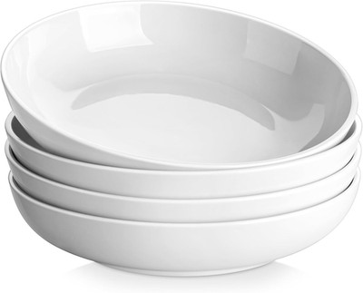 MALACASA 10'' Large Pasta Bowls, 56 OZ White Salad Bowls Soup Bowls, Porcelain Se