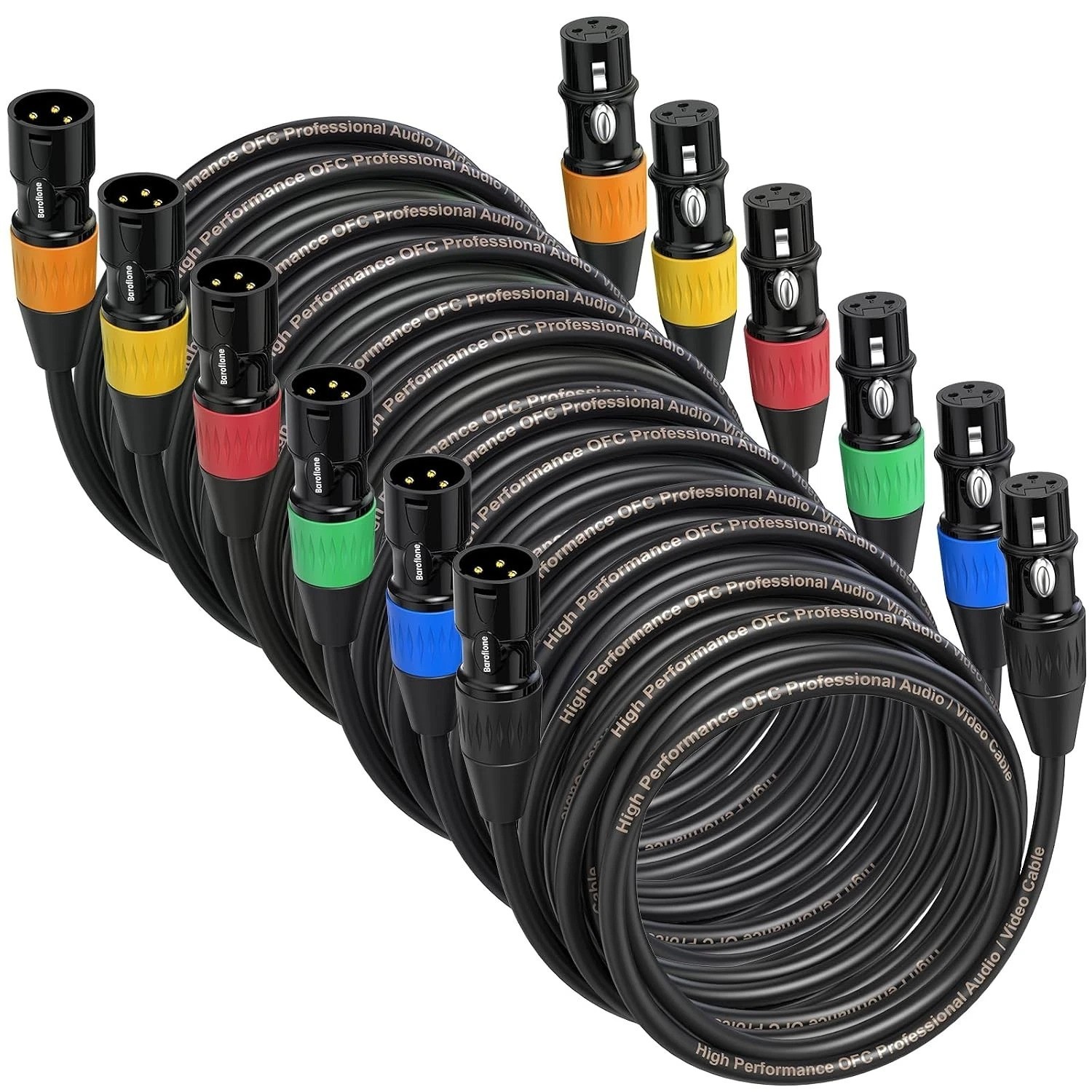 25ft XLR Microphone Cables 6 Pack Male to Female 3 Pin Pin Cables XLR 6 Pack
