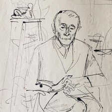 Wolfgang Frankenstein Portrait Richard Disc Sculptor Autograph Drawing 1958