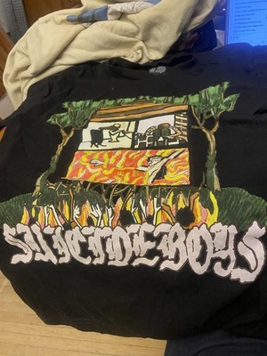 G59 Records $uicideboy$ Fire Nature Graphic T-Shirt Black Mens Medium