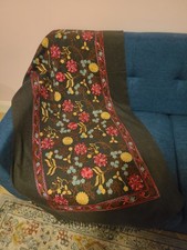 Baby Alpaca HandEmbroidered Shawl Super Soft Brand New Made In Peru 68x25.5"grey