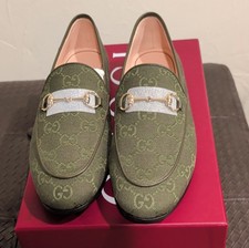 Gucci Green Horsebit Loafer women's Dress Shoes Logo Made in Italy