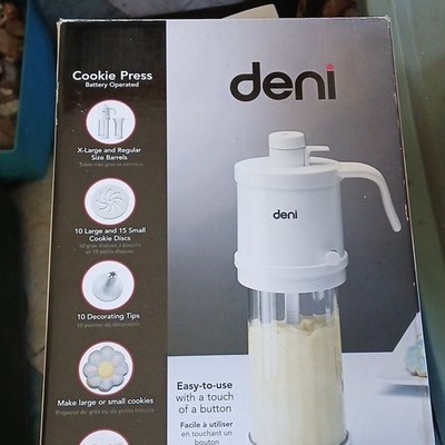 Deni Battery Operated Cookie Press Set, White Plastic X-Large, 37-Piece