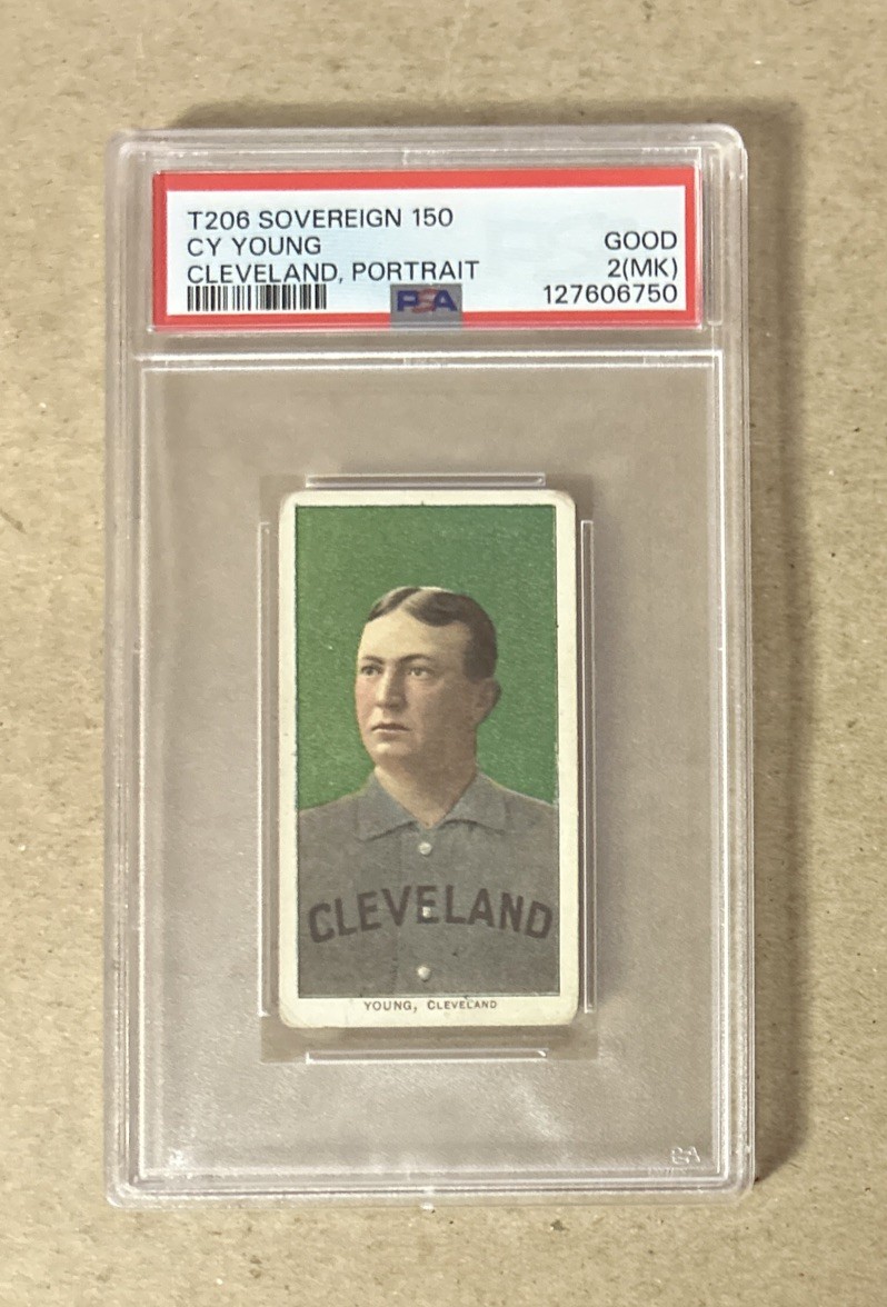 1909-1911 T206 Sovereign 150 Cy Young Cleveland Portrait Card PSA 2