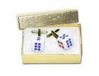 Gold-Tone Mens Cuff Links BLUE and RED DICE Shaped Cufflinks — photo 2