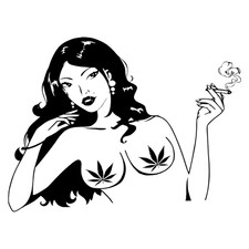 Weed Marijuana Sexy Woman Decal Sticker Uv Vinyl Top Layer Ganja Smoke Accessory