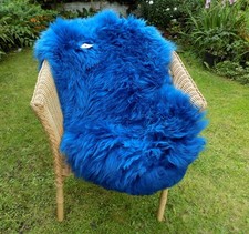 XL Extra Large BRIGHT BLUE 100% Genuine Australian Sheepskin Rug Real Pelt