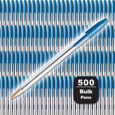 BIC Cristal Xtra Smooth Blue Ballpoint Pens, Medium Point (1.0mm), 500-Count ...