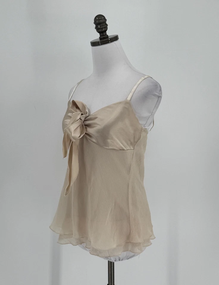 A. Byer Y2K Vintage Womens Tan Satin Tie Front Camisole Top Sz M - Image 3 of 4