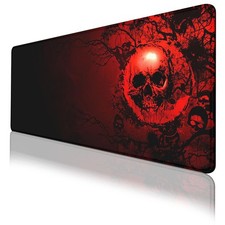 Halloween Gaming Mouse Pad Red BlackGothic Skull Skeleton Horror Extended Mou...