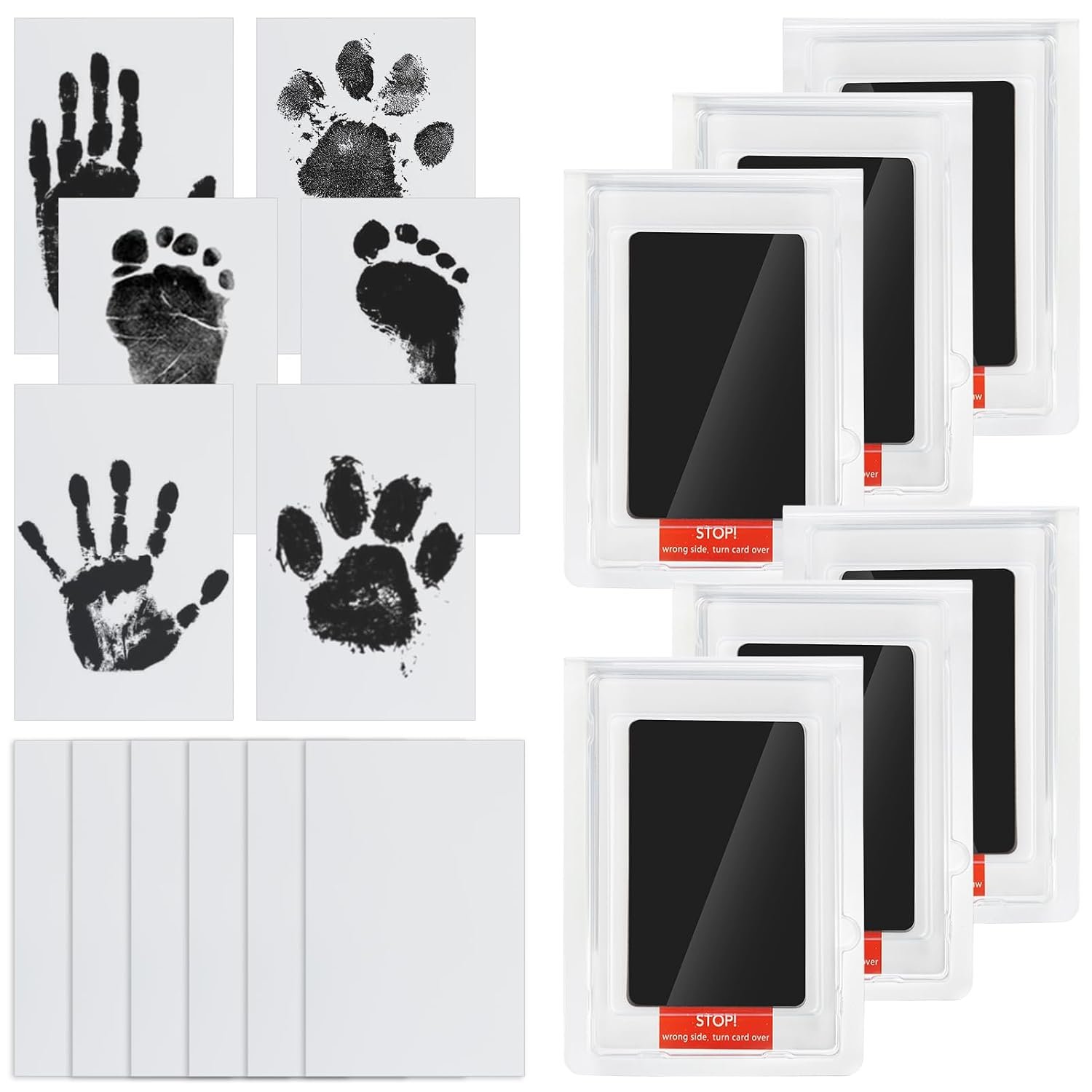 Jazb 6-Pack Newborn Baby Inkless Hand and Footprint Kit, Ink Pad Paw ...
