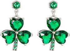 Shamrock Earrings Studs St Patricks Day Earrings for Women Rhinestone Green Hear