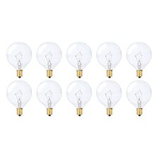 Small Globe G16.5 Round Bulb 40W E12 Candelabra Base 10 Pack Clear 40 Watts