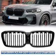 For 2022 2023 Bmw X3 X4 G01 G02 Front Kidney Grill Grille Wo Camera Gloss Black