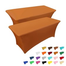 2 Pack 6FT Table Cloth for Rectangular Fitted 6 Ft - 2 Pcs Caramel Colour