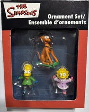2006 The Simpsons Christmas Ornament Set Santas Little Helps Chasing Bart Lisa
