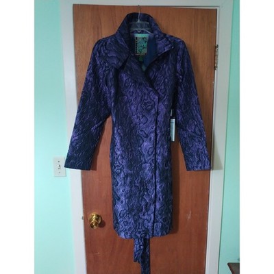 2OH Threads Purple Tie Waist Trench Coat Jacket Size Small Retail $399