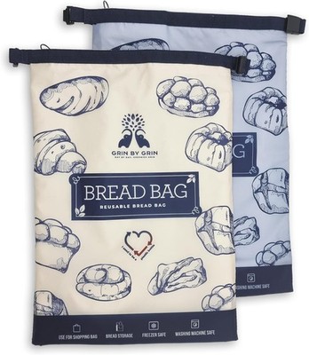 Extra Large Reusable Bread Bags - 2 Pack, Eco-Friendly Zippered Storage Solution
